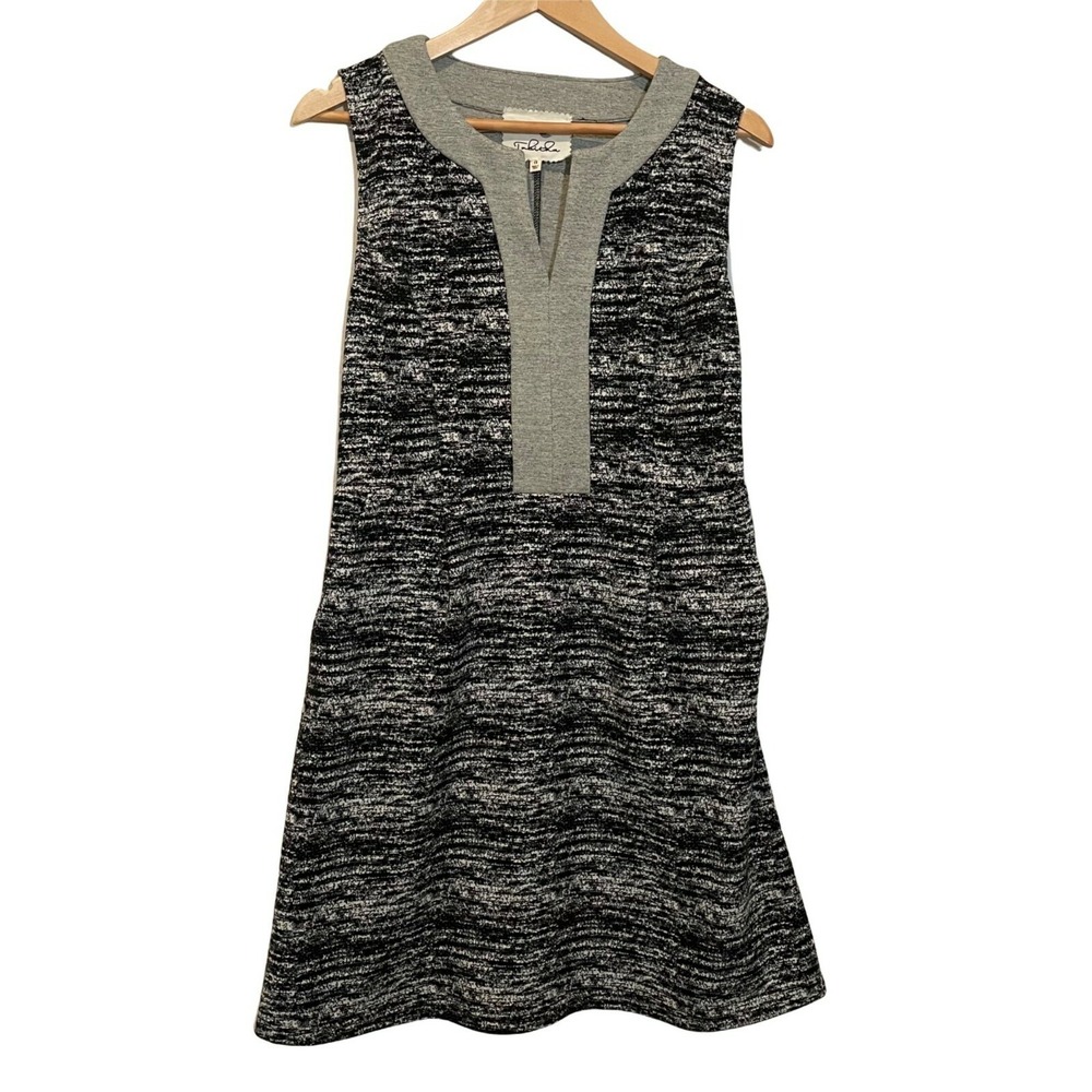 Anthropolgie Tabitha‎ Dress Sze 10 Gray Black Sleeveless Marley Knit Work/Office
